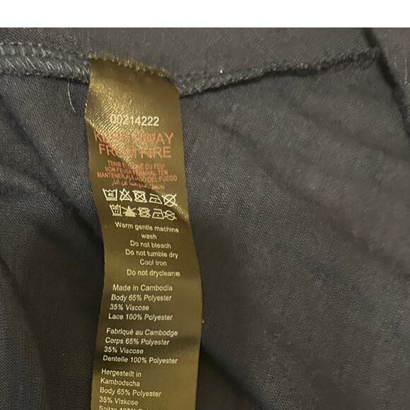 Avenue Women Tunic Top S Navy Cold Shoulder Crochet Sleeve Boho Chic Slouchy - Picture 6 of 9